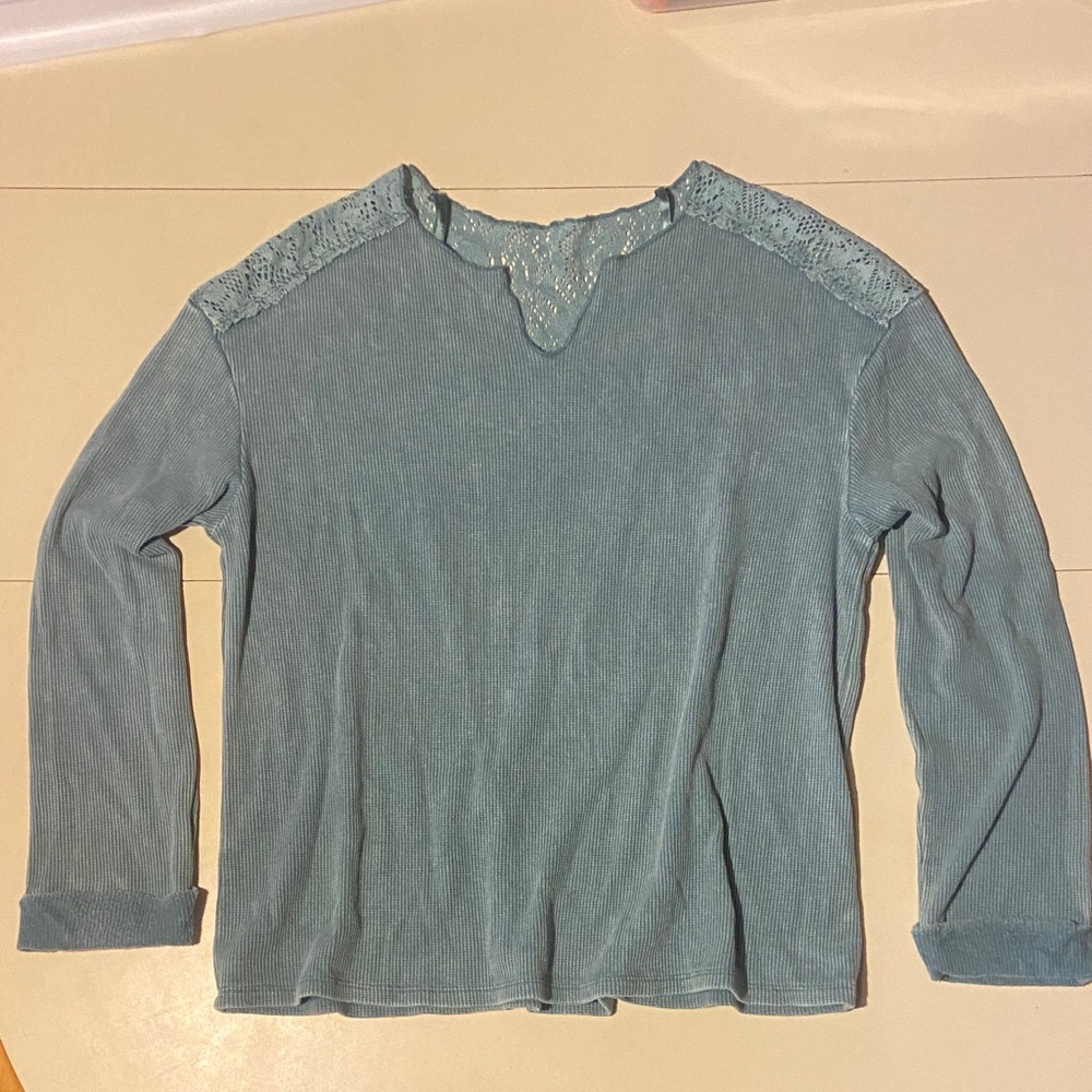Knox Rose Blue Sweater with Lace Detail